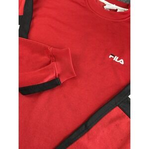 Vintage Fila Sweatshirt XL Red Black Striped Made Hong Kong 24.5x29.5